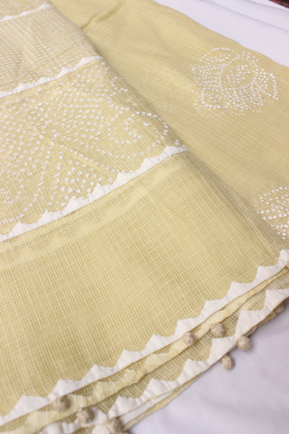 Kota Doriya Dupatta - Light yellow