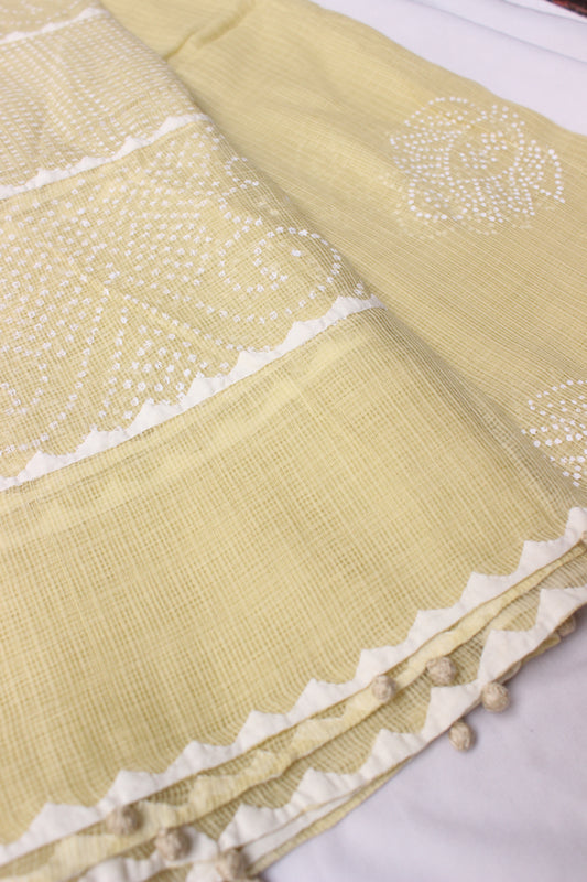 Kota Doriya Dupatta - Light yellow