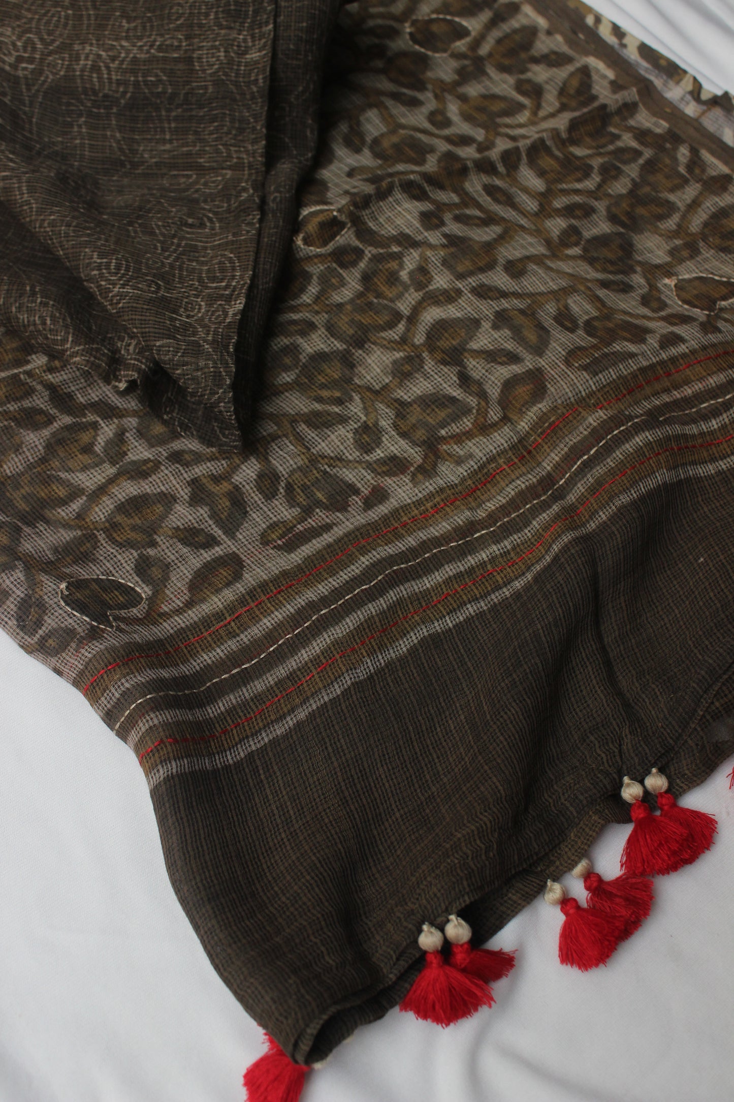 Naturally Dyed Hand Block Printed Kota Doriya Dupatta