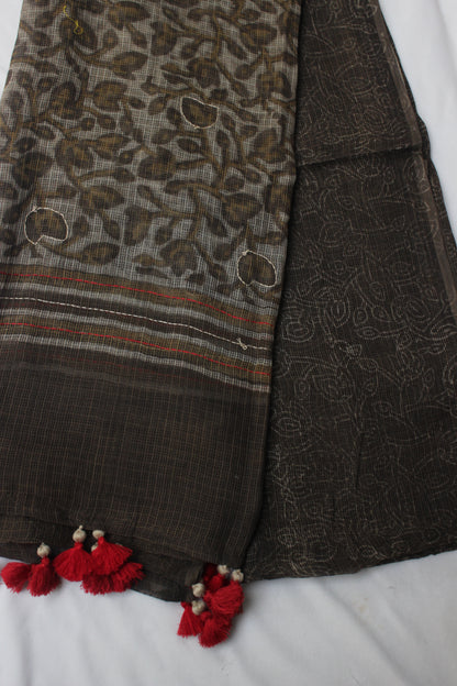 Naturally Dyed Hand Block Printed Kota Doriya Dupatta