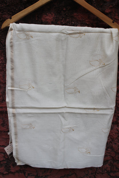 Maheshwari Silk Dupatta - Off White