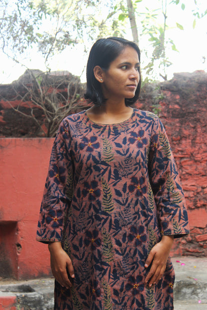 Floral Dabu Print Cotton Women’s Kurta