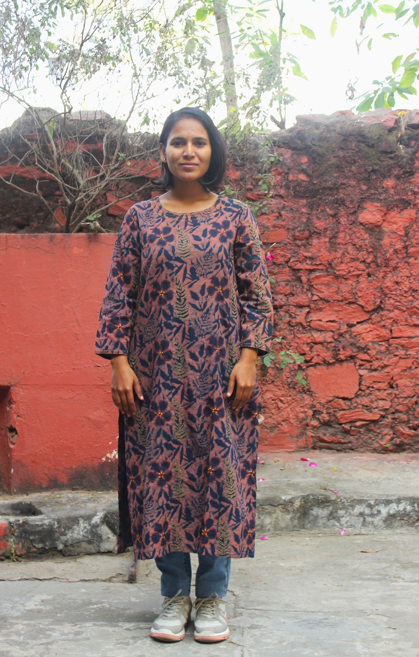Floral Dabu Print Cotton Women’s Kurta