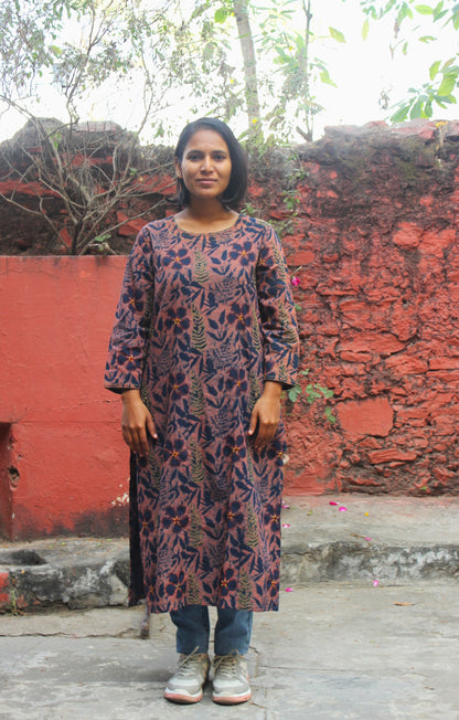 Floral Dabu Print Cotton Women’s Kurta