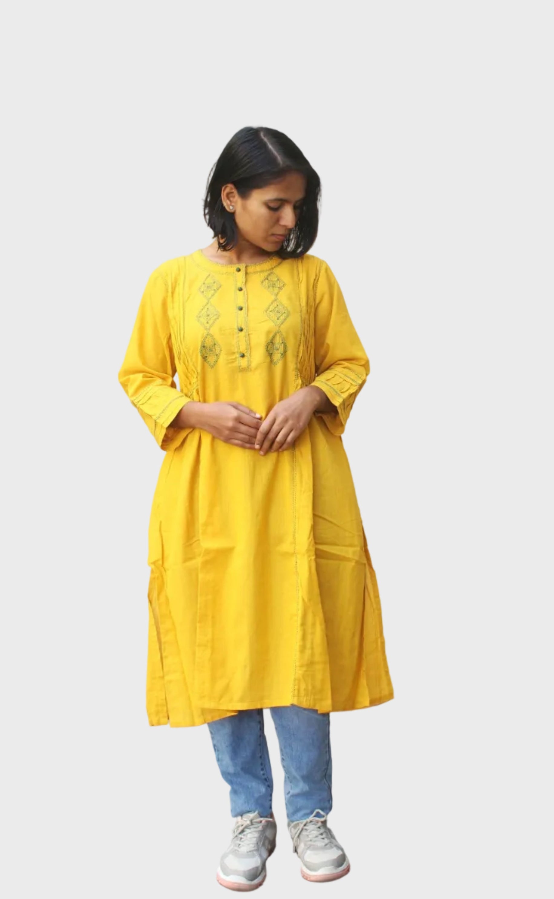 Hand-Embroidered Pintuck Cotton Kurta | Artisan-Made – Sadhna - A Women ...