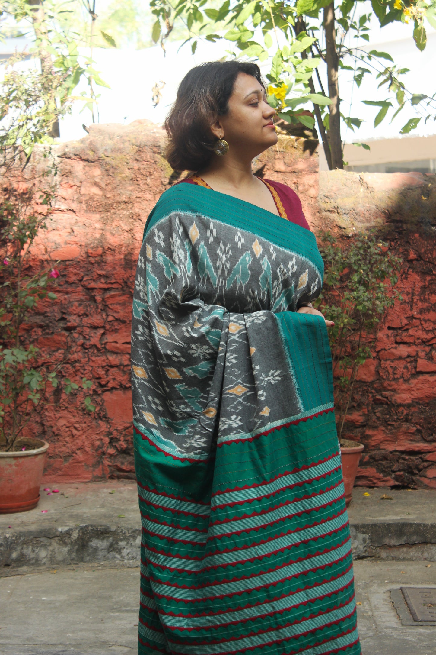 Handcrafted Ikkat Saree - Green