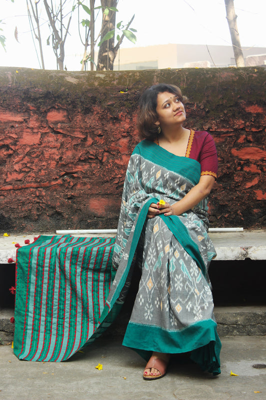 Handcrafted Ikkat Saree - Green