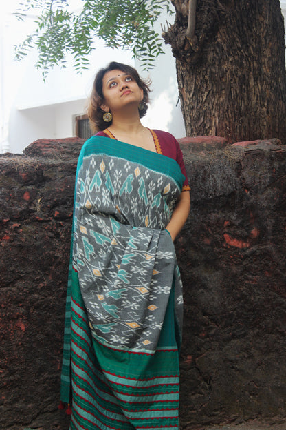 Handcrafted Ikkat Saree - Green