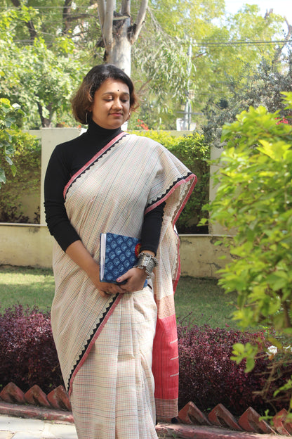 Handloom Cotton Saree - Off White