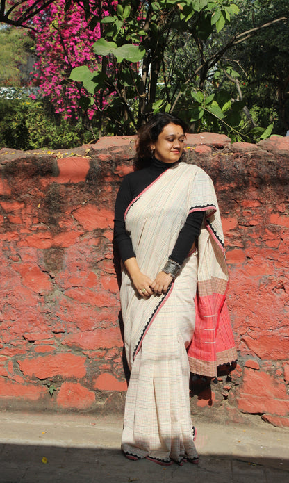 Handloom Cotton Saree - Off White