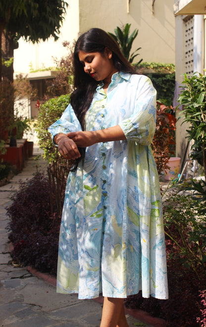 Cotton Marble Print Dress