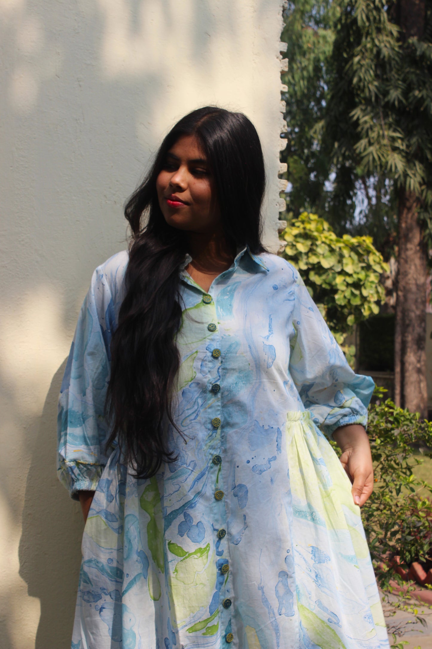 Cotton Marble Print Dress