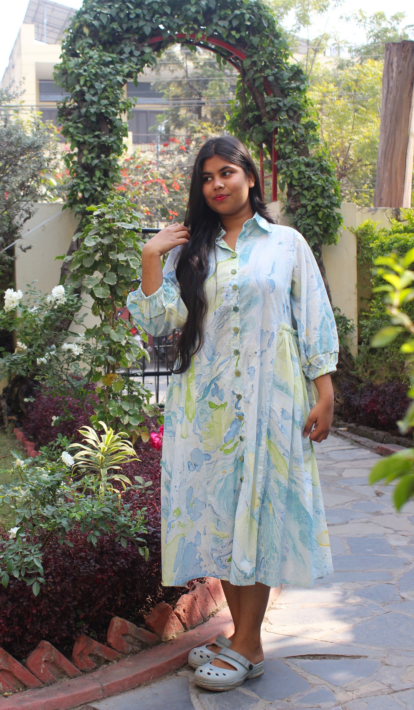 Cotton Marble Print Dress