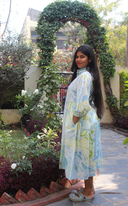 Cotton Marble Print Dress