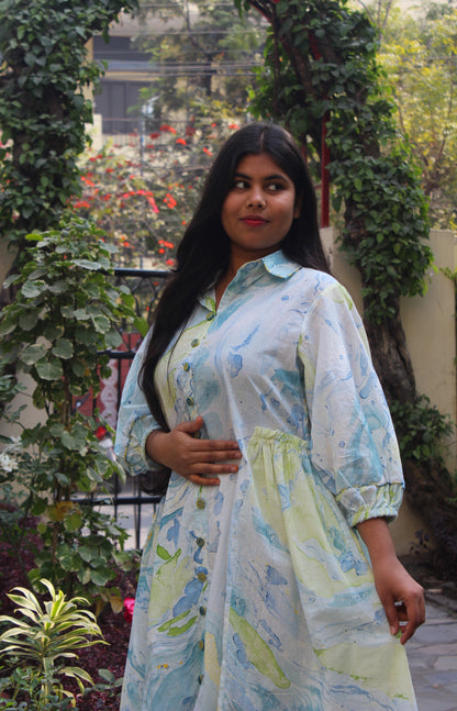 Cotton Marble Print Dress