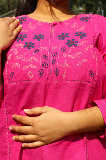 Pink Flora Short Kurta
