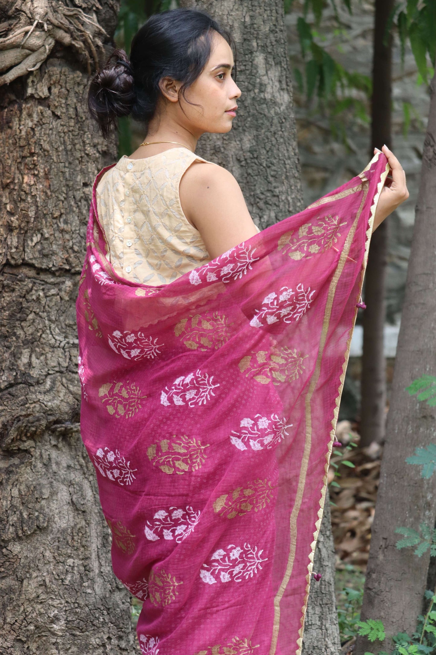 WINE KOTA DORIYA COTTON SAREE