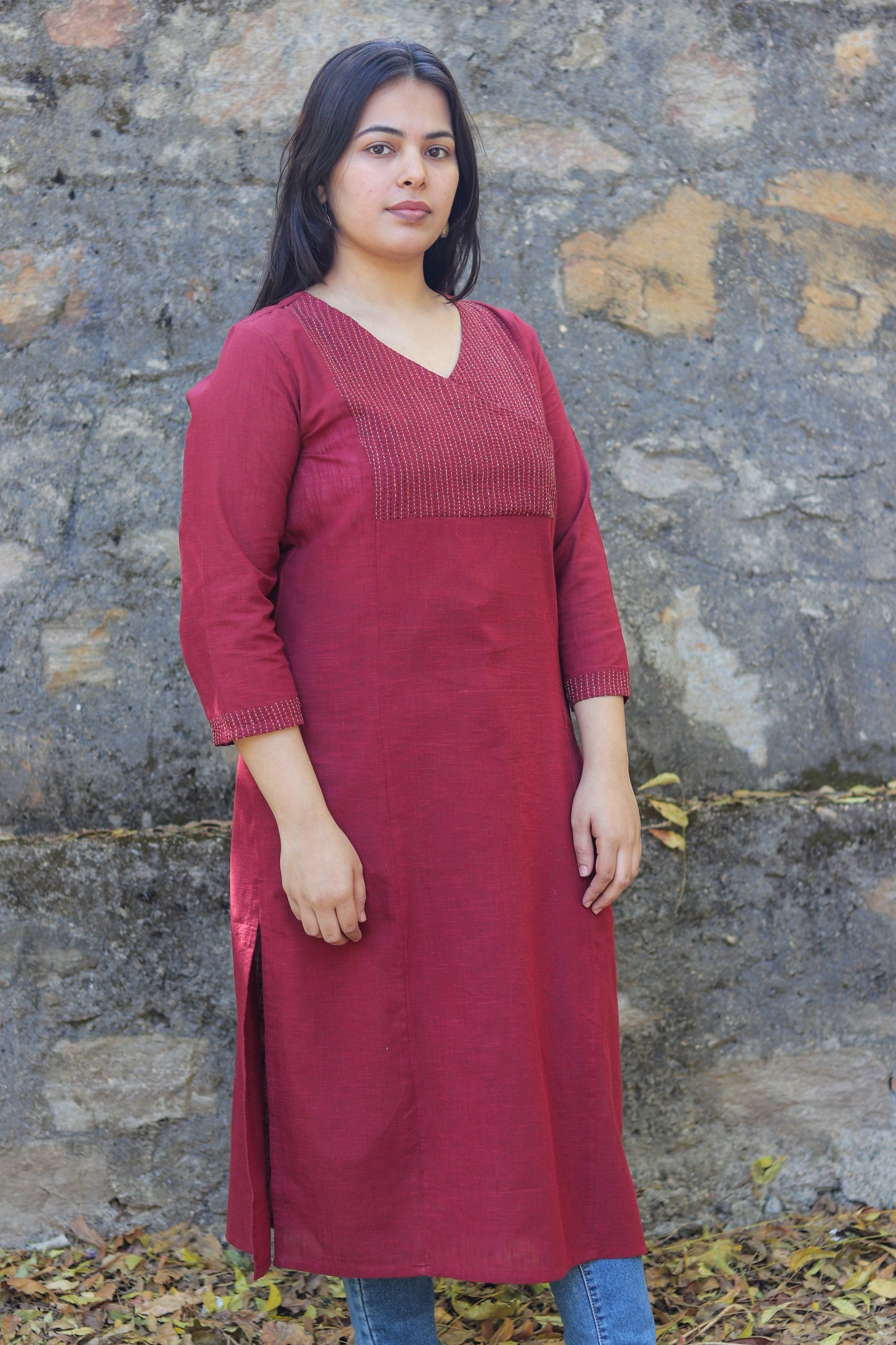 SADHNA-PARO-MAROON-COTTON-KURTA