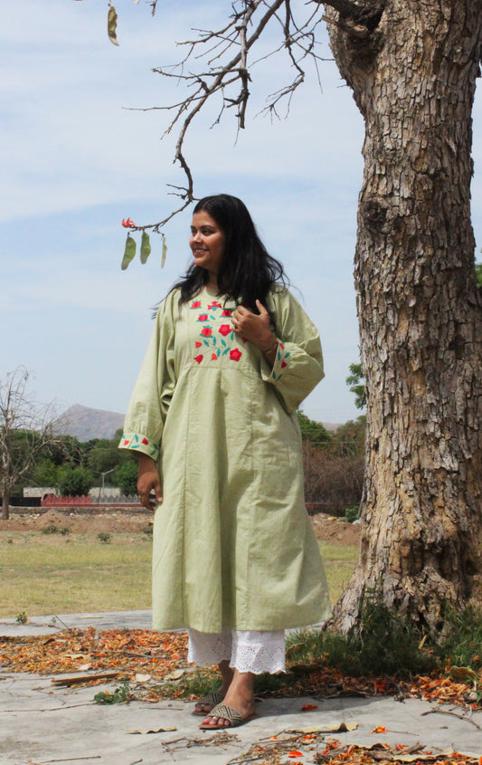 Pistachio Green Appliqué Kurta