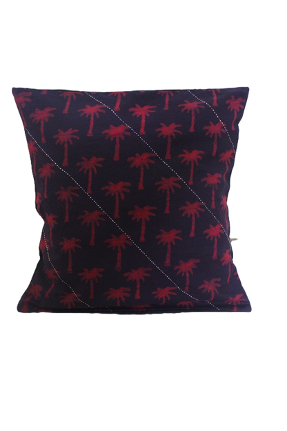 Block Printed Tanka Cushion Cover - Marron