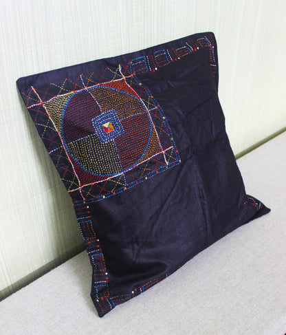 Hand Embroidered Silk Cushion Covers - Black