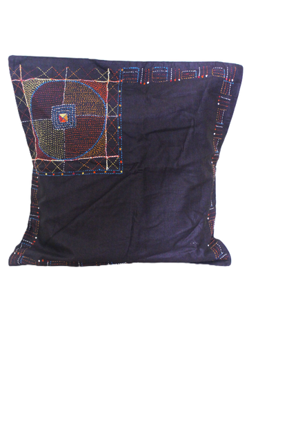 Hand Embroidered Silk Cushion Covers - Black