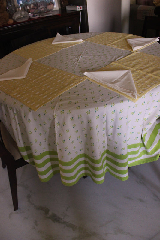 Lemon Glow Cotton Cutwork Table Mat Set