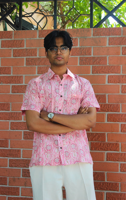 Raw Motif Block Printed Cotton Shirt for Men