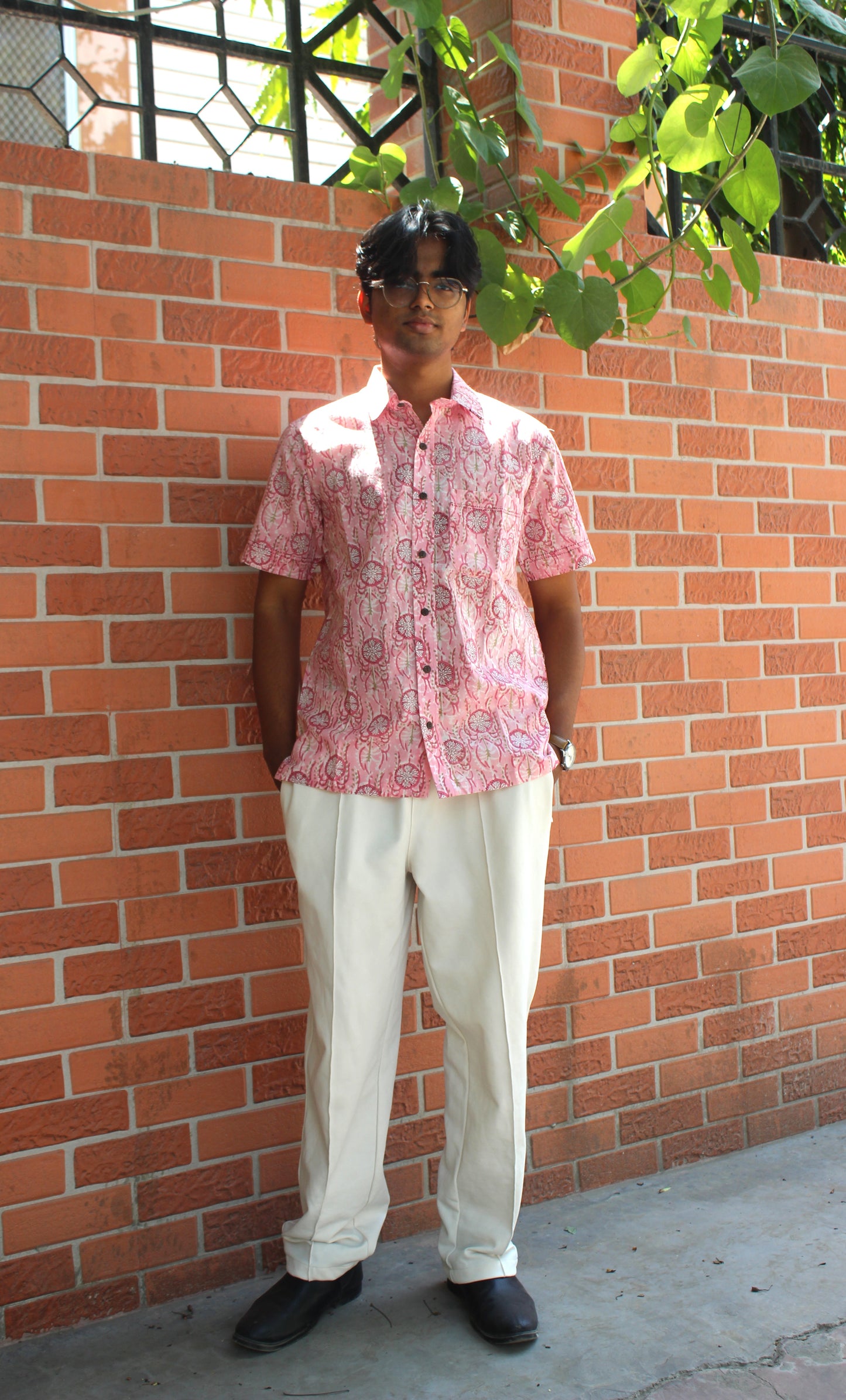 Raw Motif Block Printed Cotton Shirt for Men