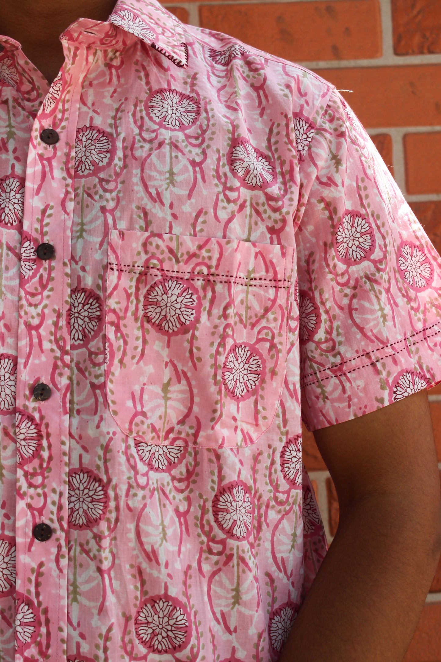 Raw Motif Block Printed Cotton Shirt for Men