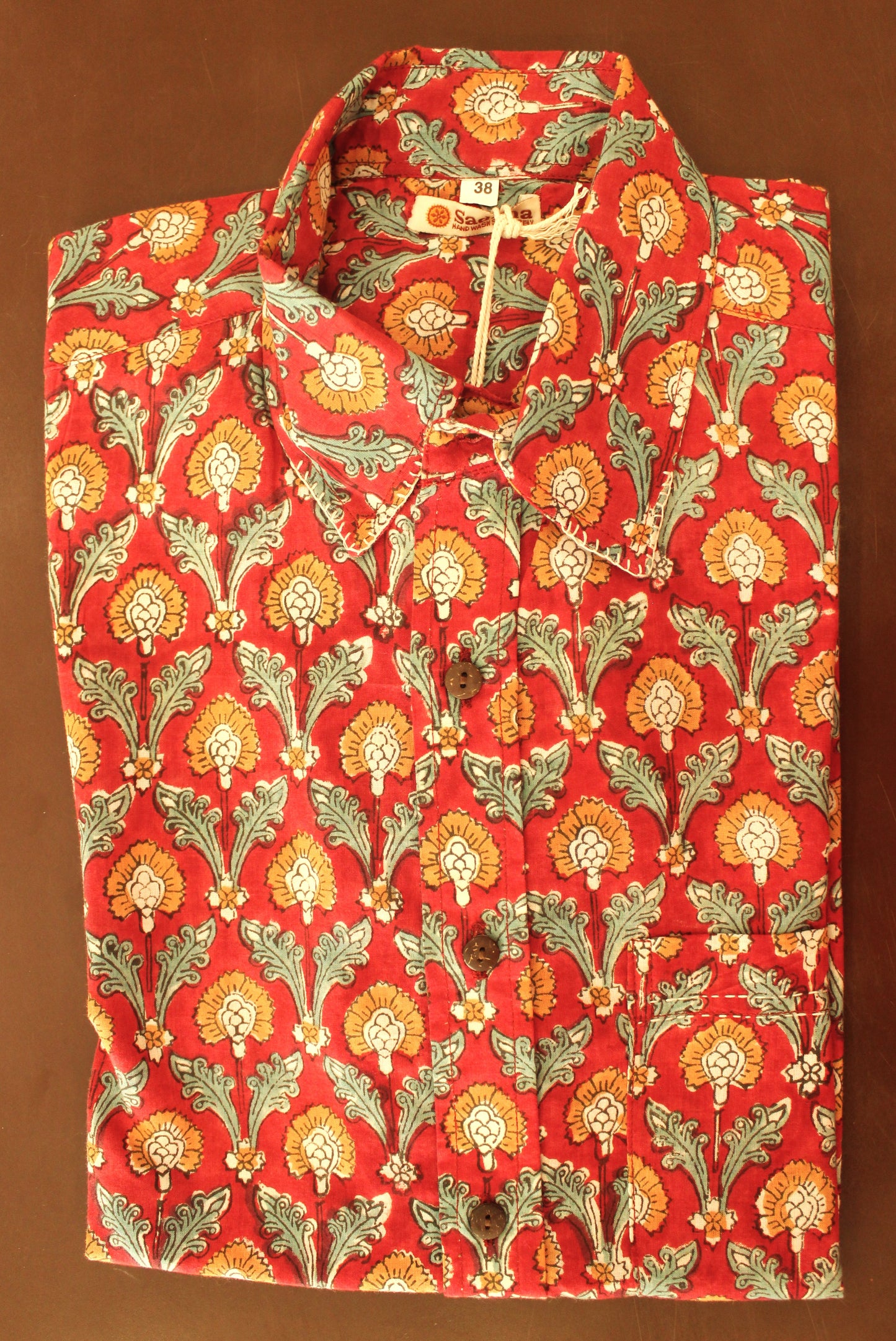 Raw Motif Block Printed Cotton Shirt for Men