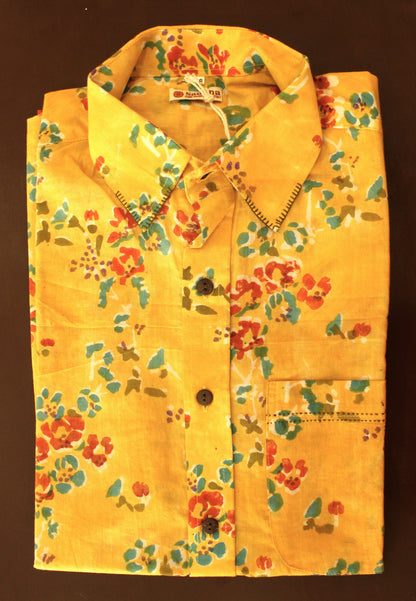 Raw Motif Block Printed Cotton Shirt for Men