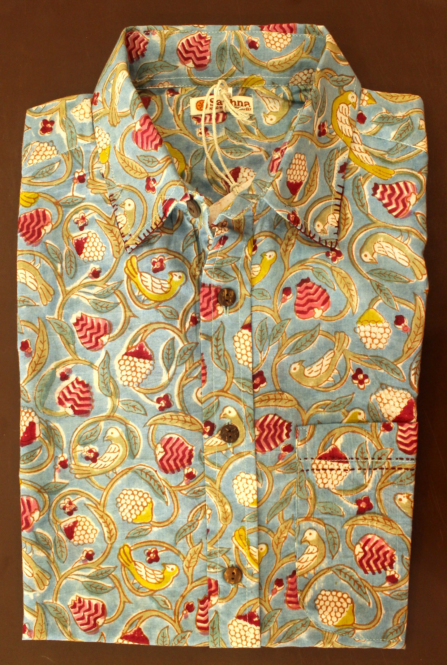 Raw Motif Block Printed Cotton Shirt for Men