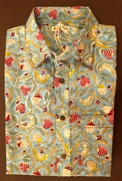 Raw Motif Block Printed Cotton Shirt for Men