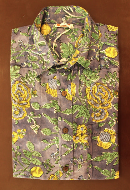 Raw Motif Block Printed Cotton Shirt for Men