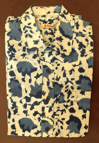 Raw Motif Block Printed Cotton Shirt for Men