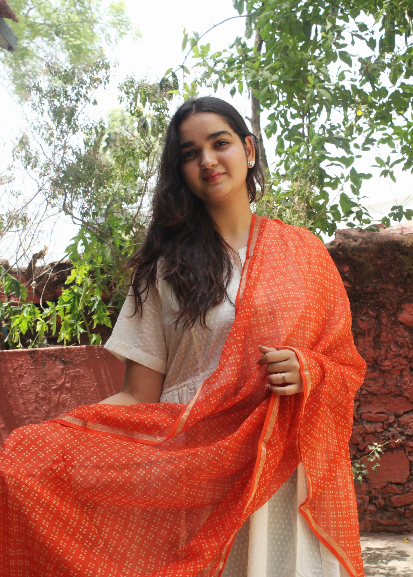 Kesariya Cotton Kota Doriya Dupatta
