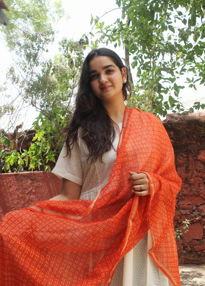 Kesariya Cotton Kota Doriya Dupatta