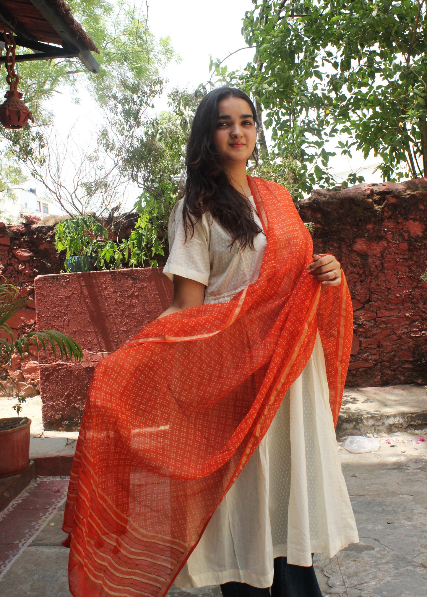 Kesariya Cotton Kota Doriya Dupatta