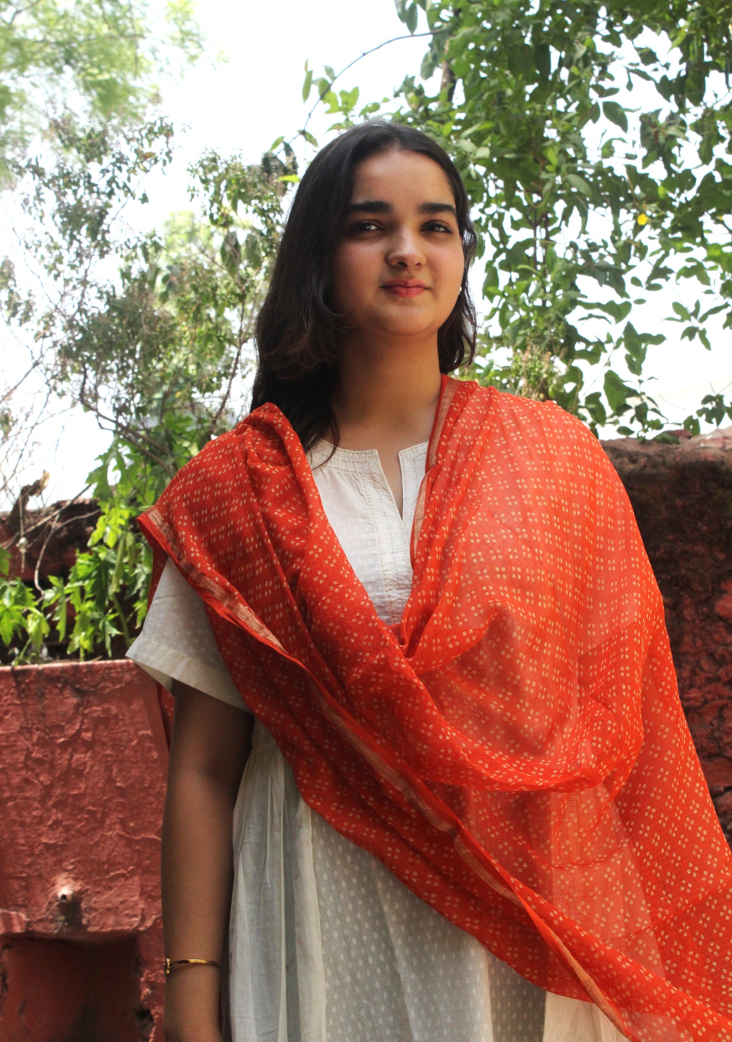 Kesariya Cotton Kota Doriya Dupatta