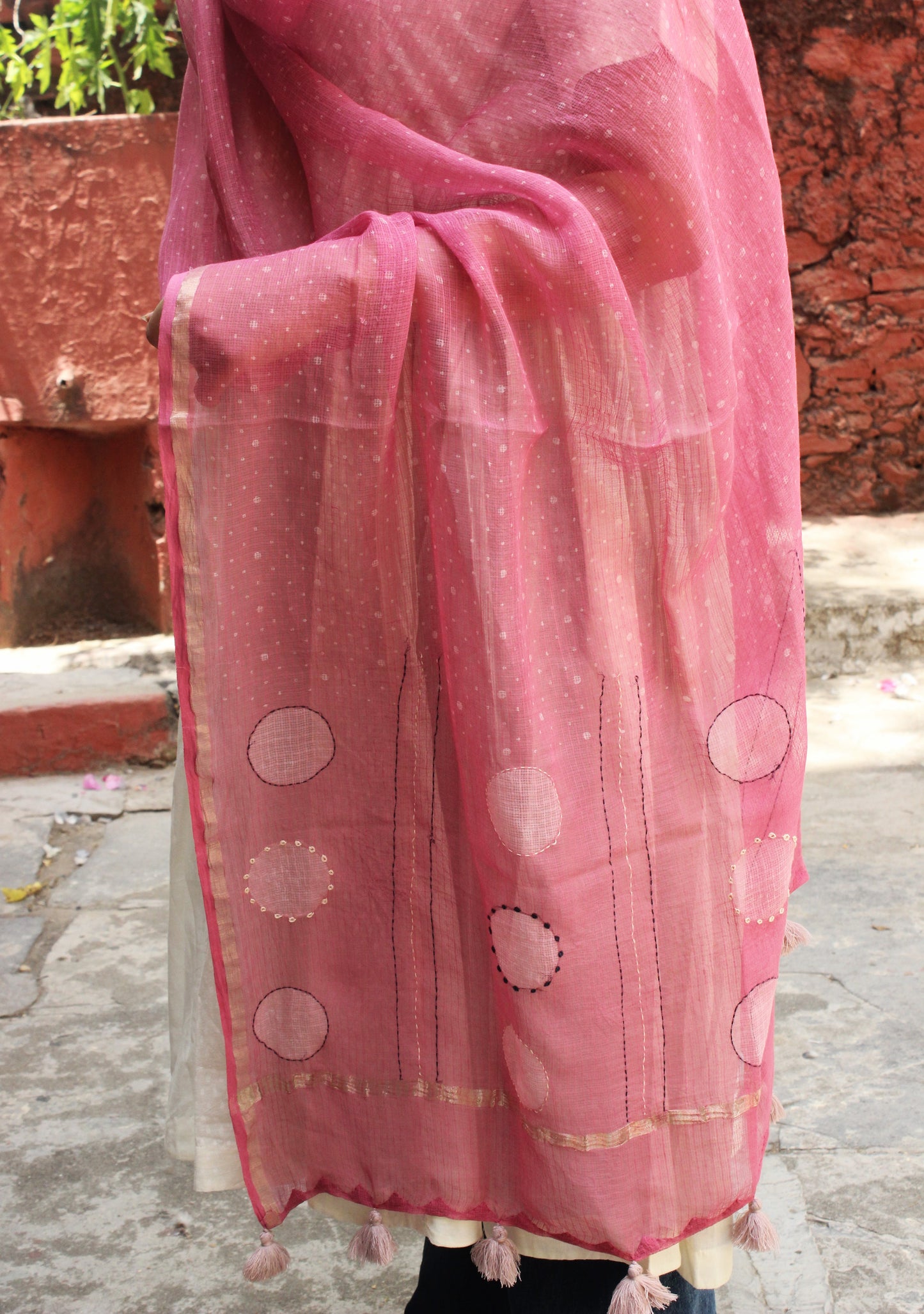 Blush Pink Cotton kota Doriya Dupatta