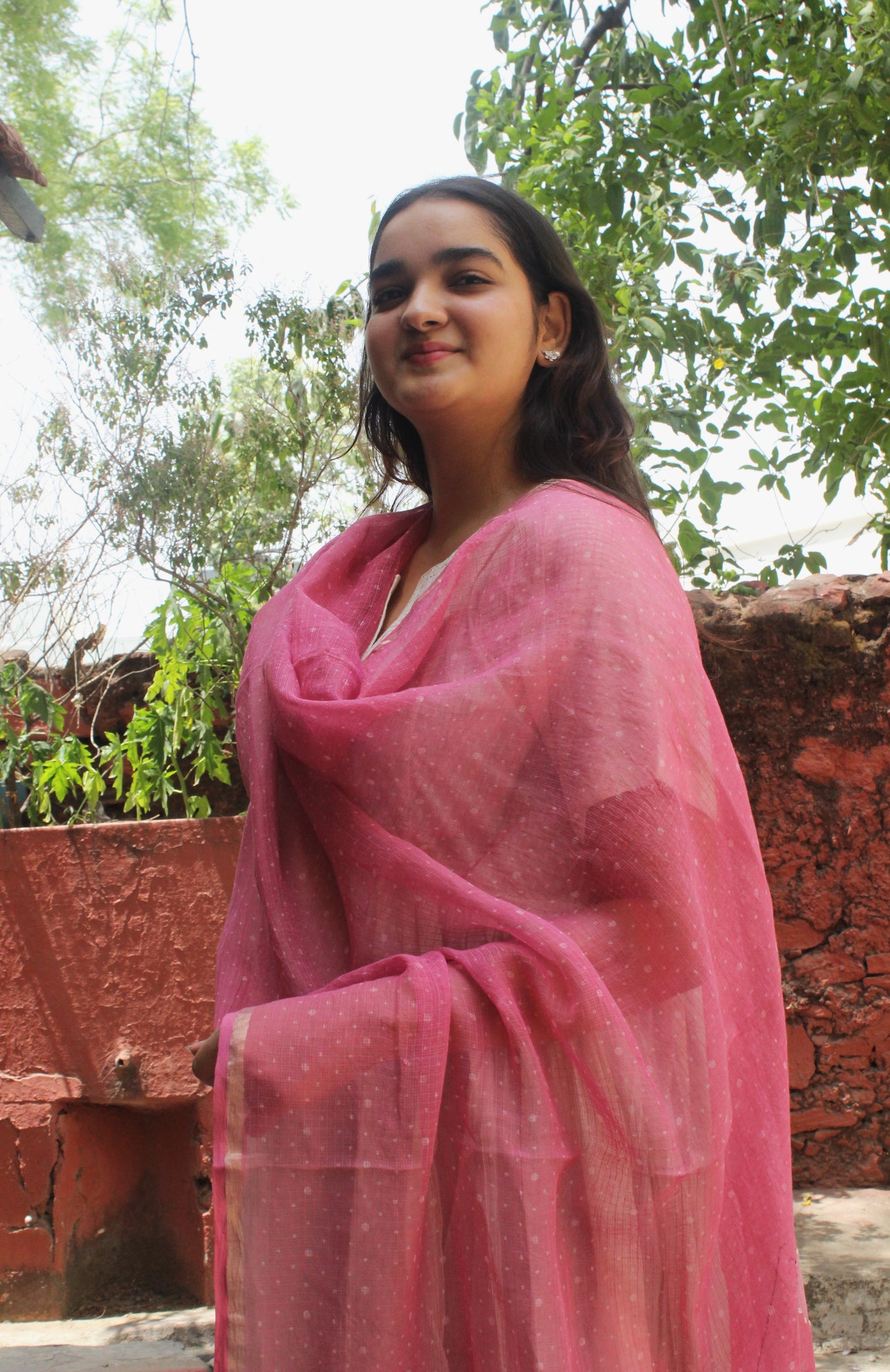 Blush Pink Cotton kota Doriya Dupatta