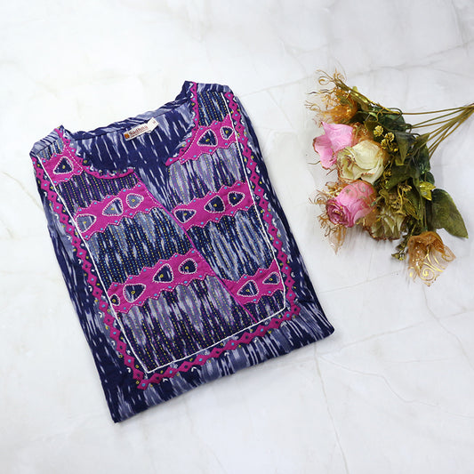 Katha Ikkat - Pink Applique