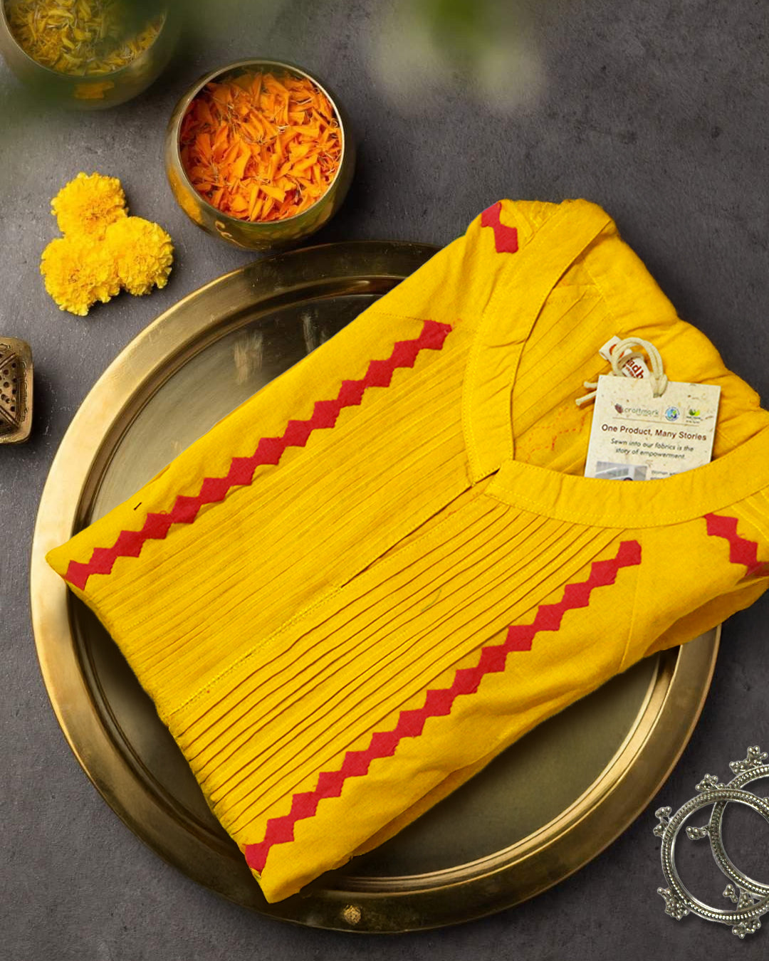 Rivaayat Pintuck Kurta – Dark Mustard