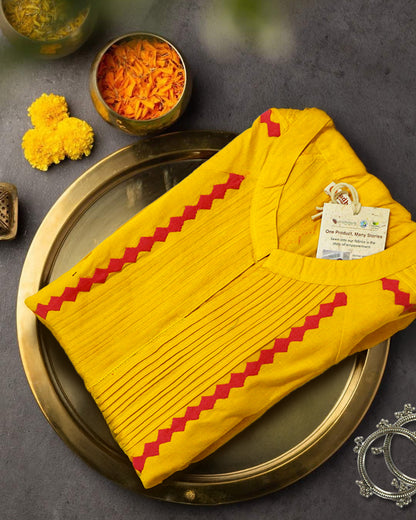 Rivaayat Pintuck Kurta – Dark Mustard