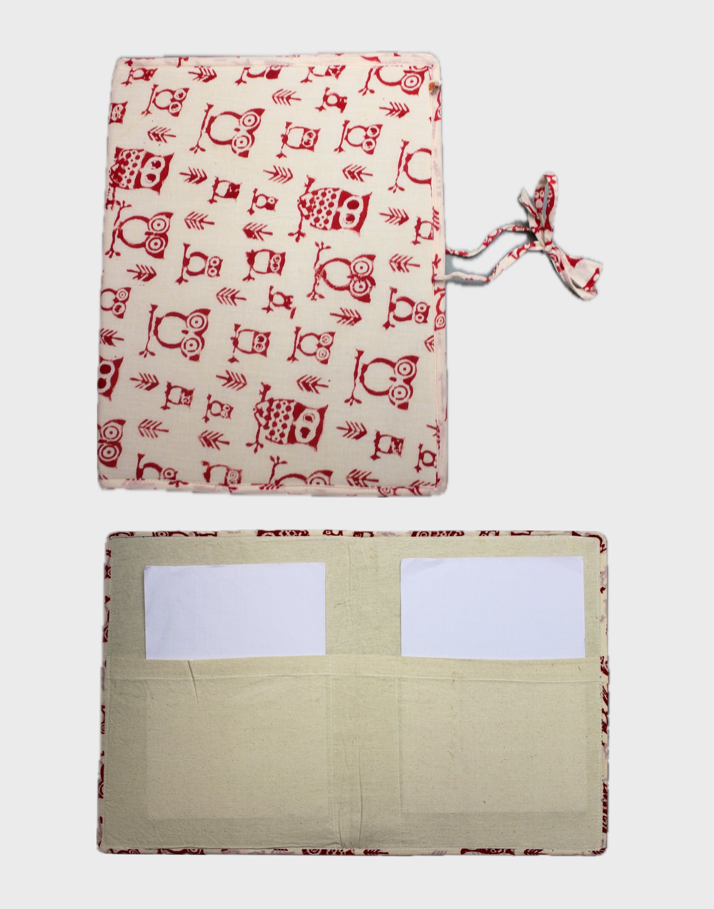 Block Printed Tie File Folder - White