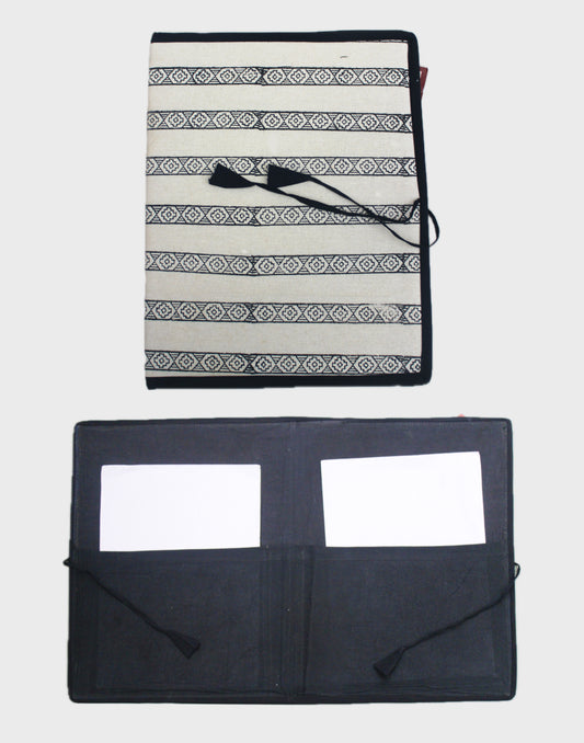 Block Printed Tie File Folder - Black and White