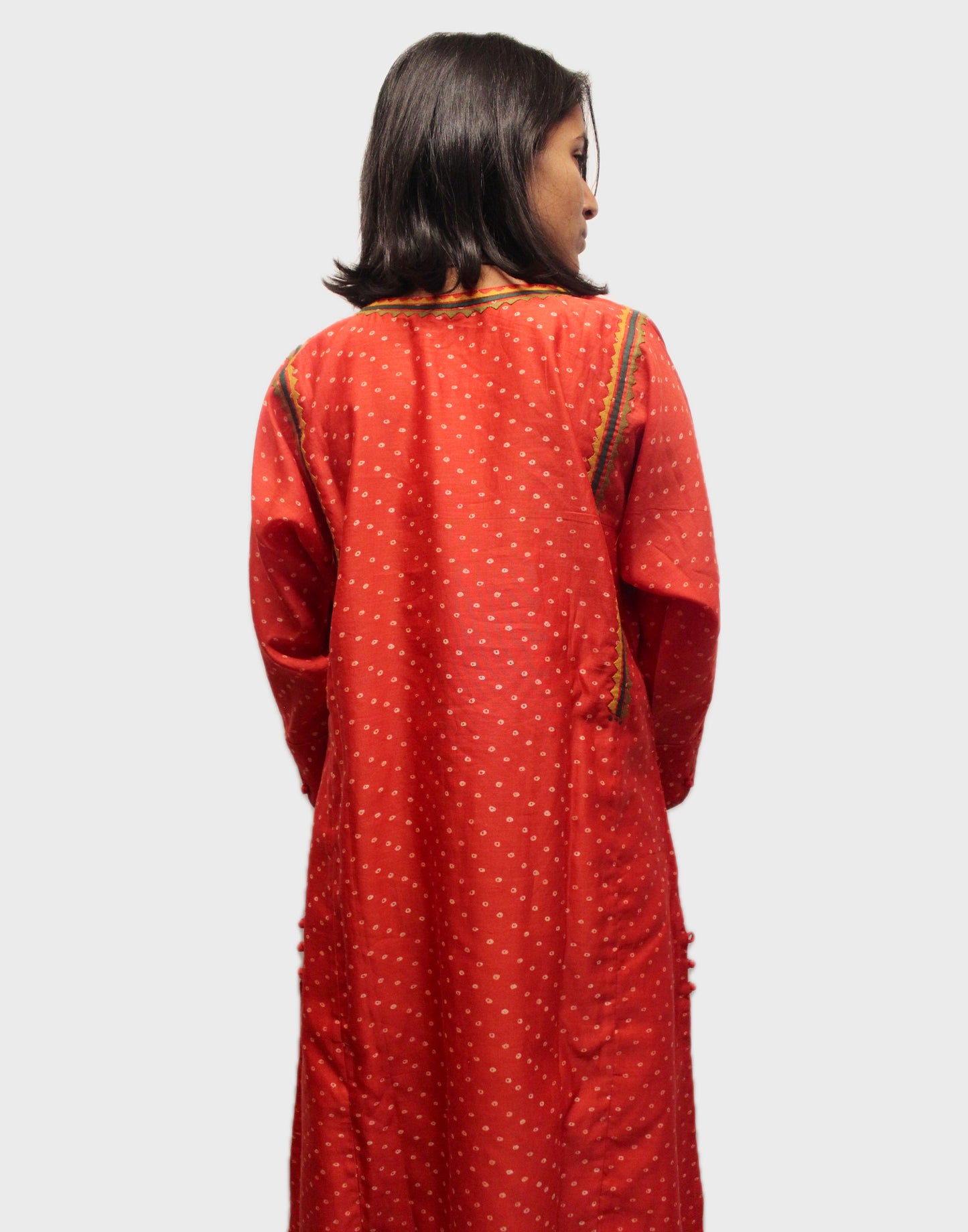 Silk Bandhani Charm Kurta - Red