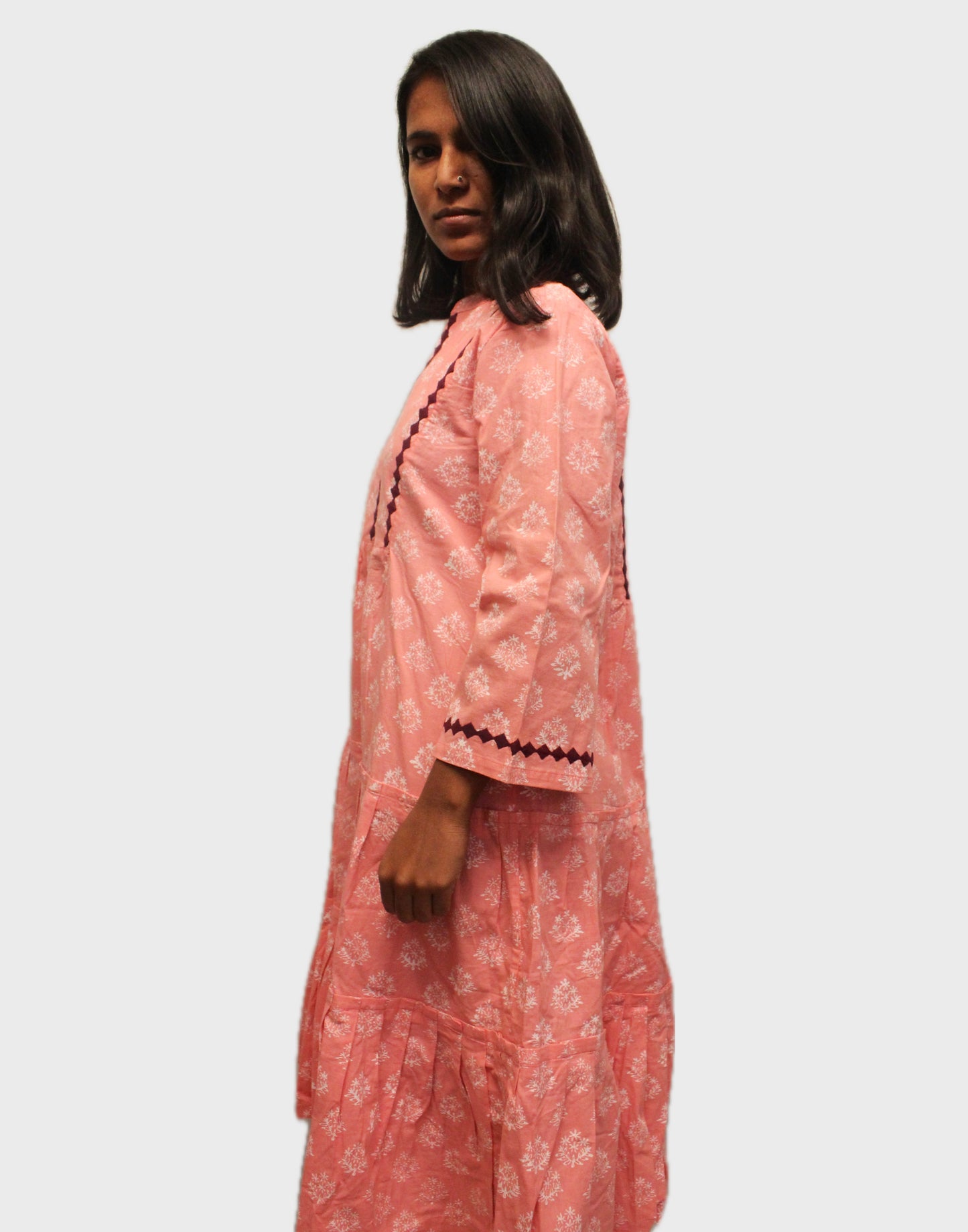 Cotton Flaired Dress - Pink