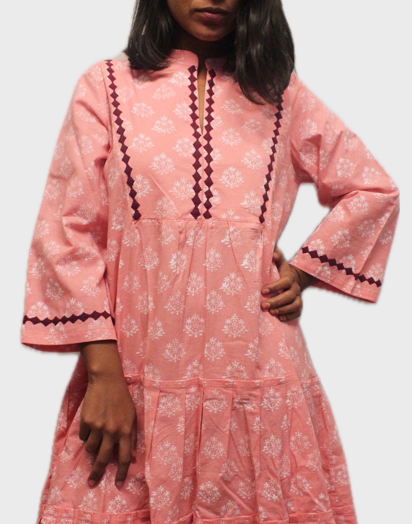 Cotton Flaired Dress - Pink